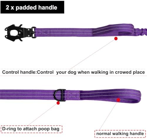 ICEFANG Tactical Dog Leash with Quick-Release Metal Clasp,Bungee-Dog Lead - Image 4
