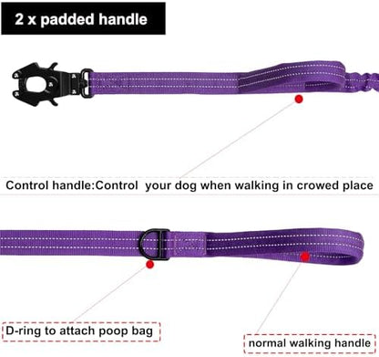 ICEFANG Tactical Dog Leash with Quick-Release Metal Clasp,Bungee-Dog Lead - Image 4