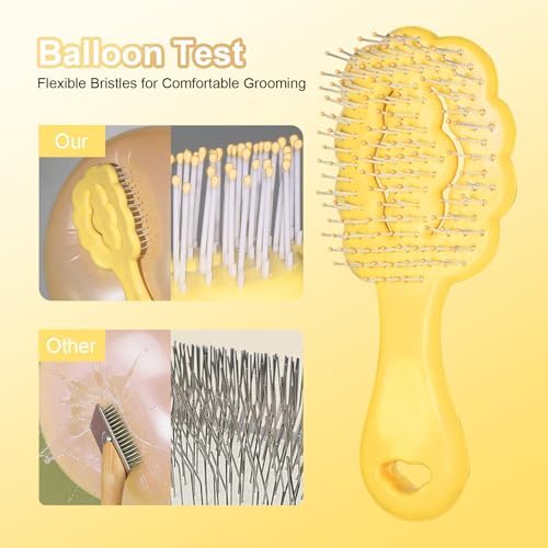 Cloud Shape Small Dog Grooming Brush (Yellow） - Image 3