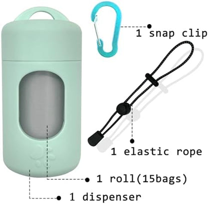Dog Poop Bag Dispenser for Leash with Snap Clip, Skin-friendly Texture Waste Bag Holder for Dog Walks and Cats, Pets Litter Bag Container, Indoor & Outdoor Use (Green, 1) - Image 4