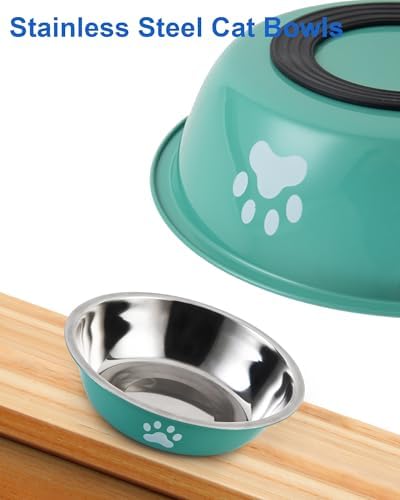 Stainless Steel Cat Bowl Whisker Friendly, Non-Slip, 6-Pack, 16 oz - Image 2