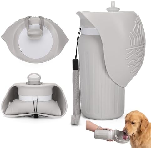 Portable Dog Water Bottle, Leak Proof Collapsible Water Bottles Lightweight Dog Water Bottle Suitable for Pets Outdoor Walking, Hiking, Travel, Camping (Gray, 20.9, Ounces) by Unknown