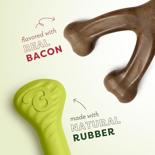 Benebone Bacon Wishbone/Rubber Bone Medium, 2-Pack - Image 2