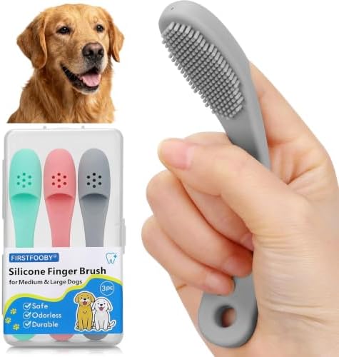 3pcs Dog Finger Toothbrush, Cat Chin Brush with Food-Grade Silicone, Dog Tooth Brushing Kit, Silicone Cleaning Brush for Pet Dental Care by FIRSTFOOBY