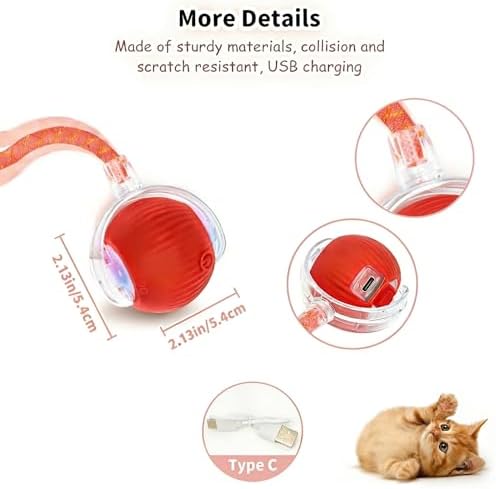 Interactive Cat Toy Ball, Automatic Rolling Toy, 3 Play Modes Rechargeable - Image 4