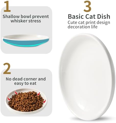 3 PCS Ceramic Cat Bowls, 5.5 in Pet Bowl Cat Dishes for Food and Water, Small Dog Dish(White) - Image 4