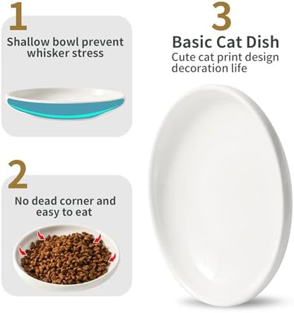 3 PCS Ceramic Cat Bowls, 5.5 in Pet Bowl Cat Dishes for Food and Water, Small Dog Dish(White) - Image 4