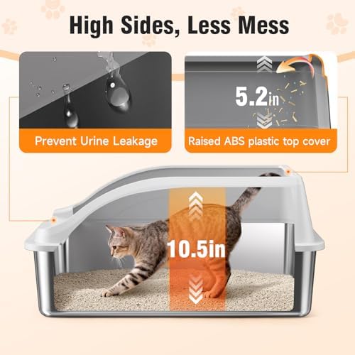 2PACK Stainless Steel Litter Box, XL Odor Free, Light Grey - Image 3