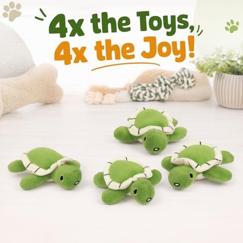 Hollypet Squeaky Hide and Seek Dog Toys for Small and Medium, 4 Turtles - Image 6