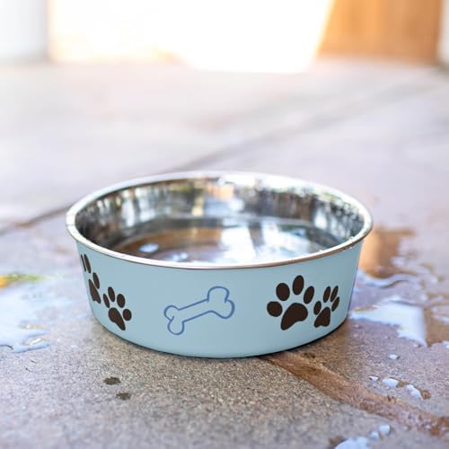 Loving Pets Bella Dog Bowls- Stainless Steel Dog & Cat Bowls - Spill Proof Dog Food Bowl, Cat Bowl, Puppy Essentials & Pet Supplies Great for Home & Travel (Medium 20-35 lbs, Murano Blue) - Image 7