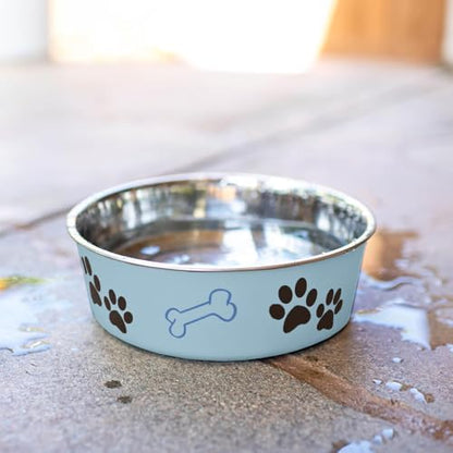 Loving Pets Bella Dog Bowls- Stainless Steel Dog & Cat Bowls - Spill Proof Dog Food Bowl, Cat Bowl, Puppy Essentials & Pet Supplies Great for Home & Travel (Medium 20-35 lbs, Murano Blue) - Image 7