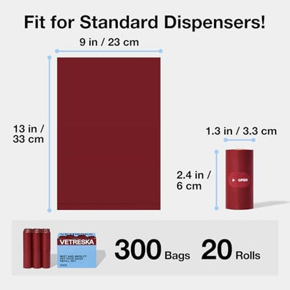 VETRESKA Dog Poop Bags, 300 Counts, Leak Proof, Extra Thick and Large - Image 2