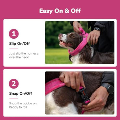 Didog No Pull Dog Harness for Medium Dogs, Soft Flannel Padded, Hot Pink, M - Image 3