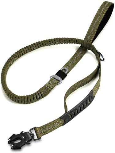 TINMARDA Heavy Duty Dog Leash with 2 Padded Handles & Advanced Easy Metal Clip, 4-6FT Shock Absorbing No Pull Dog Leashes for Medium Large Dogs that Pull (Army Green) by TINMARDA