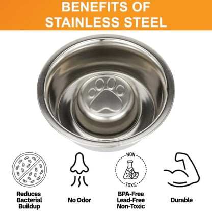Neater Pet Brands Stainless Steel Slow Feed Dog Bowl for Fast Eating Small Breeds, Metal Slow Feeder Dog Bowl Fits in Cat & Small Neater Feeders, for Puppy or Dogs (< 15 lbs), 3/4 Cup Food Capacity - Image 5