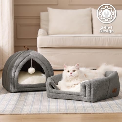 Bedsure 2in1 Cat Beds for Indoor Cats Cave for Kitten with Washable Pillow - Image 3