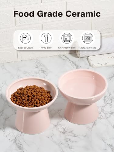 LoeJan Elevated Cat Food and Water Bowls Set, Pink - Raised Ceramic Anti-Vomit Whisker-Free Feeder for Kittens to Adult Cats - Image 6