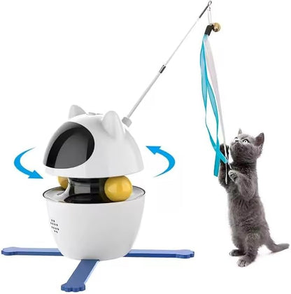4-in-1 Interactive Cat Toy Ball Smart Motion Teaser with Wand, Feathers & Ligth with Auto Movement Fun and Engaging Play for Indoor Cats