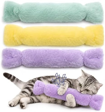 3 Pack Catnip Pillow Toys for Indoor Cats, Soft Plush Cat Toys with Pastel Macaron Colors, Interactive Catnip Toys for Biting, Cuddling and Play, Cute Kitty Toys by KIROYAL