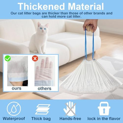 80-Pack 21.6"Opening x 11.8"L Heavy Duty Cat Litter Box Liners for Fsitego & Fumoi Automatic Litter Boxes, Extra Thick Self-Cleaning Litters Box Bags, Cat Litters Bags with Drawstring and Leakproof - Image 3