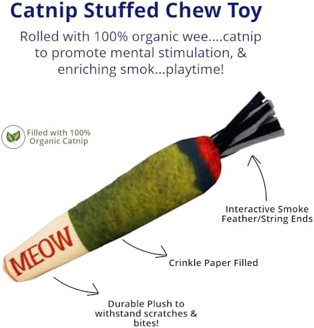 Doobie Catnip Toys for Cats - Soft, Bite-Resistant Cat Chew Toys with Long Shape for Kicking and Stress Relief - Image 2
