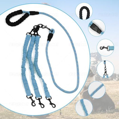 Dog Double Leashes,4-Dog Rope Bungee Four Leash - Tangle-Free Design with Padded Handle, 360° Swivel Control & Removable Feature for Walking Multiple Dogs - Image 3