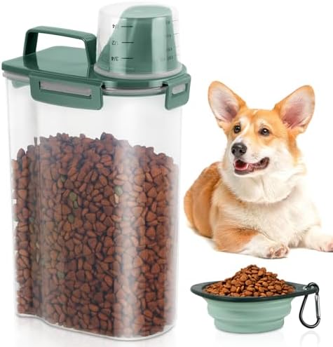 3 Lbs Pet Dog Food Storage Container for Bird Seed Rice Flour - Pine Green by TBMAXS