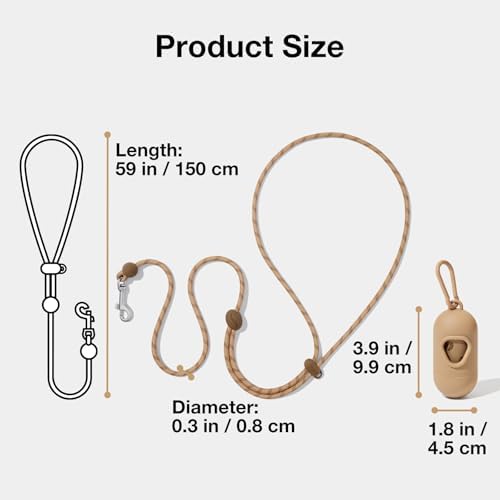 VETRESKA Crossbody Hands Free Dog Leash, 5FT Adjustable Leash (Coffee) - Image 7