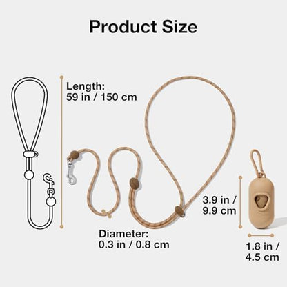 VETRESKA Crossbody Hands Free Dog Leash, 5FT Adjustable Leash (Coffee) - Image 7