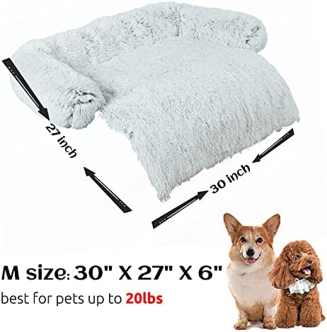 HACHIKITTY Calming Pet Sofa Bed Mat, Washable Fluffy Couch Cover for Dogs and Cats, Anti-Slip Bottom (30"x 27"x 6", Gray) - Image 5