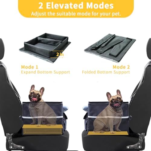 Foldable Dog Car Seat for Small Dogs,Potable Puppy Booster Seat with Harness &Safety Belt, Travel Pet Bed can Removable & Washable Suitable for Dogs 25-30 lbs(Black) - Image 5