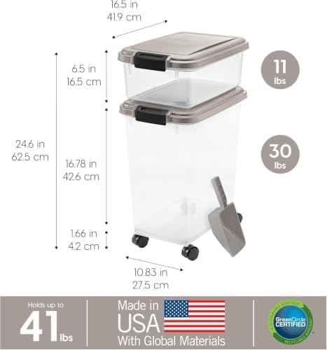 IRIS USA Airtight Dog Food Storage Container Combo, 30 lb & 11 lb Bin - Image 2