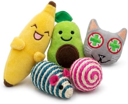 Smokey's Stash Catnip Filled Banana, Avocado, and Smokey Cat Toys with Sisal Mouse and Ball for Cats - Image 2