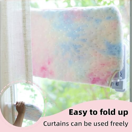 Foldable Cat Window Perch, Cordless Cat Hammock with Strong Suction Cups for Cats Inside, Gradient Color Shiny Fabric, Cute Pet Seat Bed for Kittens with Movable Toy Hooks (Small) - Image 6