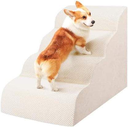Dog Stairs for Small Dogs, High Density Foam Dog Steps, Extra Wide Non-Slip Pet Ramp for High Beds Or Couch, Soft Doggie Ladder for Dogs Injured, Older Pets, Small Cats by Heeyoo