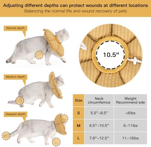 H HIDREAM Soft Cat Cone Collar， Cute Adjustable Cat Recovery Collar，Elizabethan e Collar that can Protect Head and Foot Wounds，Daisy Yellow All-Season Style - Image 3