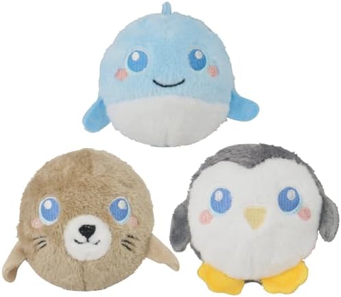 D KING D KING 3Pack Durable Plush Squeaky Dog Ball for Aggressive Chewers, Interactive Sound Dog Toy for Medium & Large Breeds, Tough Stitched Stuffed Chew Ball for Indoor & Outdoor Play(Ocean Ball) by DKINGDKING