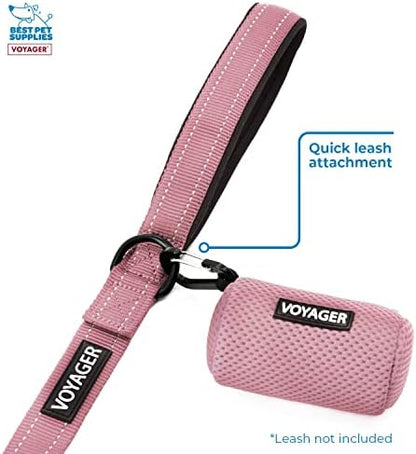 Best Pet Supplies Dog Poop Bag Holder Leash Attachment with Reusable Dispenser for Travel, Walking, Park, and Outdoor Use, Durable with Clip-On - Pink, Mesh Dispenser w/15 Bags - Image 5