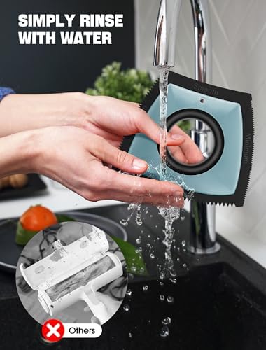 Dog Hair Remover for Car, Pet Hair Removal Tool Mini, Reusable Dog Hair Remover for Couch Lint Carpet Clothing Bedding, Cat Hair Remover Furniture Fur Remover Car Detailing Blue - Image 4
