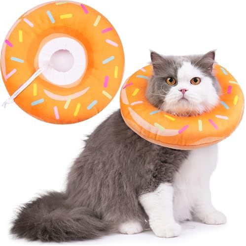 Hpetppy Cat Cone Collar Soft, Cat Recovery Collar for Wound Healing Cute Donut Adjustable Kittens Cones to Stop Licking Comfortable Lightweight Neck Elizabethan Collars for Cats Kittens After Surgery by Hpetppy