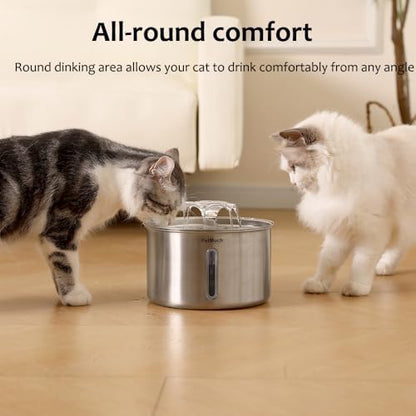 Cat Water Fountain Stainless Steel, 102oz/3L Automatic Pet Water Fountain with 6 Replacement Filters & 6 Pre-Filter Sponges for Cats, Dogs (Cat Fountain + 6 Filters + 6 Sponges) - Image 5