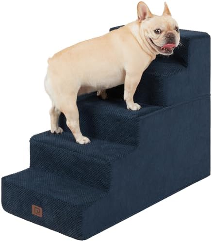EHEYCIGA Dog Stairs for High Bed 22.5" H, 5-Step Dog Steps, Navy by EHEYCIGA