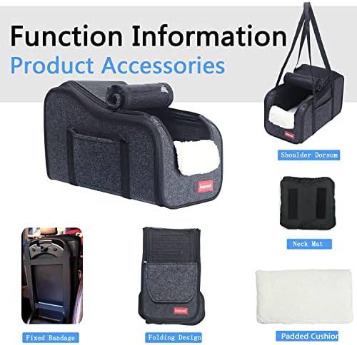 Center Console Small Dog Car Seat,Portable Pet Cat Puppy Booster Armrest Carseat Up to 11lbs,Equipped with a Breathable Protective Cover Net to Prevent Escape with Washable Fluffy Cushion and Pillow - Image 5
