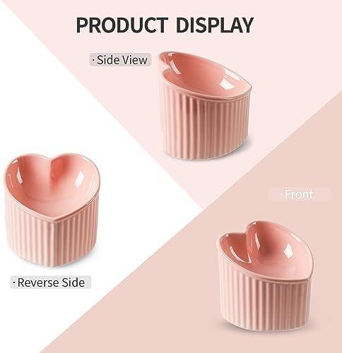5 in Ceramic Raised Tilted Cat Food Bowls Pink 2 Pack - Image 4