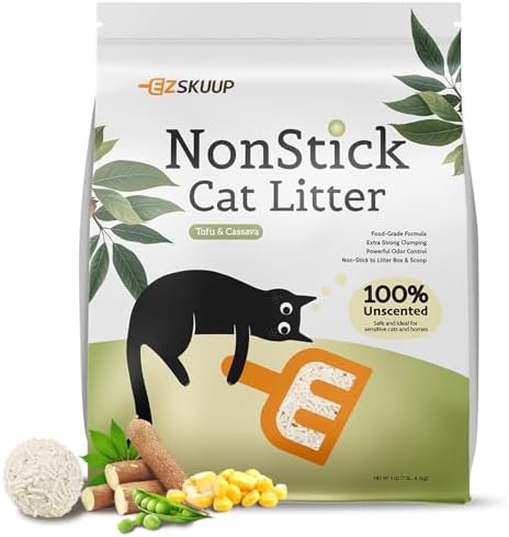 EZSKUUP Non-Stick Bottom Tofu Cat Litter Mix Cassava, Strong Clumping 9Lb by kubvici