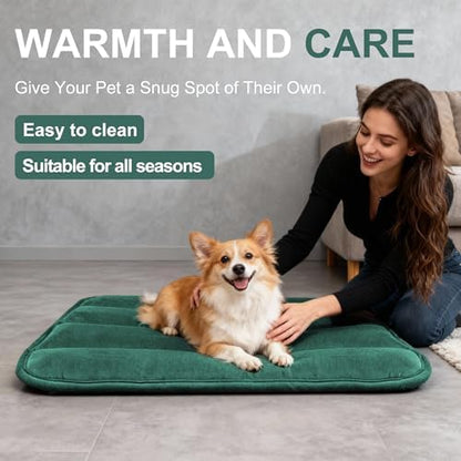 Dog Bed Mat, Reversible Dog Crate Pad with Washable Kennel Mat and Soft Foam, Flat Pet Bed for Dogs & Cats, for Crates Carriers & Travel (Green, 28" L*16" W*1.5" Th) - Image 6