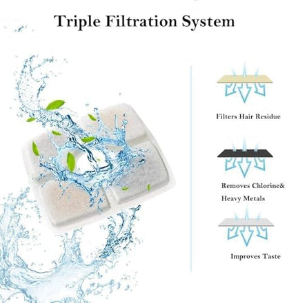 Cat Water Fountain Filters,8 Pack Pet Cat Fountain Replacement Filters - 3 Triple Filtration System/Activated Carbon for Square Stainless Steel Pet Cat Fountains - Image 2