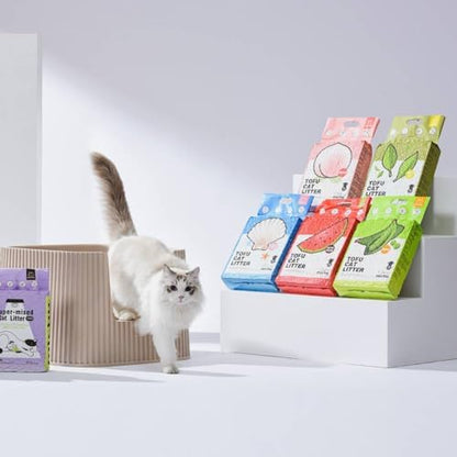 Michu Tofu Cat Litter Natural Clumping Tofu Cat Litter, Fast Clumping and Easily Scoop-able 5.5lb/88oz 5 Scents - Greentea, 12 Pack - Image 4