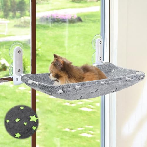 Zoratoo Glow in the Dark Cat Window Perch, Foldable Cordless Pet Hammock, M by Zoratoo