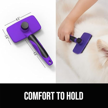 Self Cleaning Slicker Brush for Dogs& Cats, Skin Friendly Grooming Brush for Shedding Long&Short Haired Dogs& Cats, Deshedding Pet Supplies Accessories, Purple - Image 2